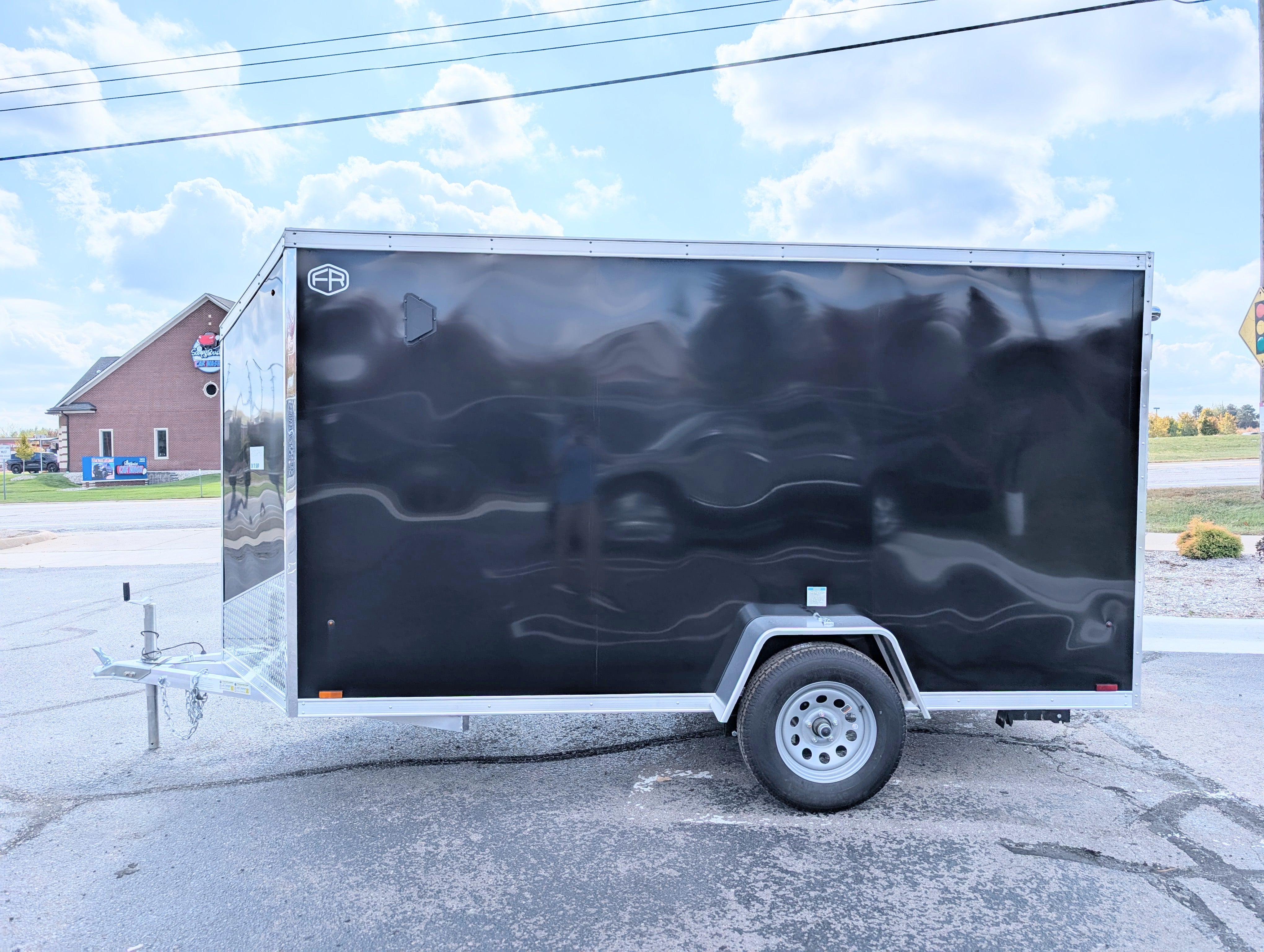 Amerilite ALL Aluminum 6x12 V Nose With Ramp Door Cargo / Enclosed Trailer BLACK -Stock# 200296