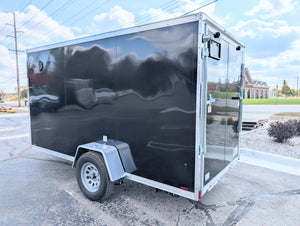 Amerilite ALL Aluminum 6x12 V Nose With Ramp Door Cargo / Enclosed Trailer BLACK -Stock# 200296
