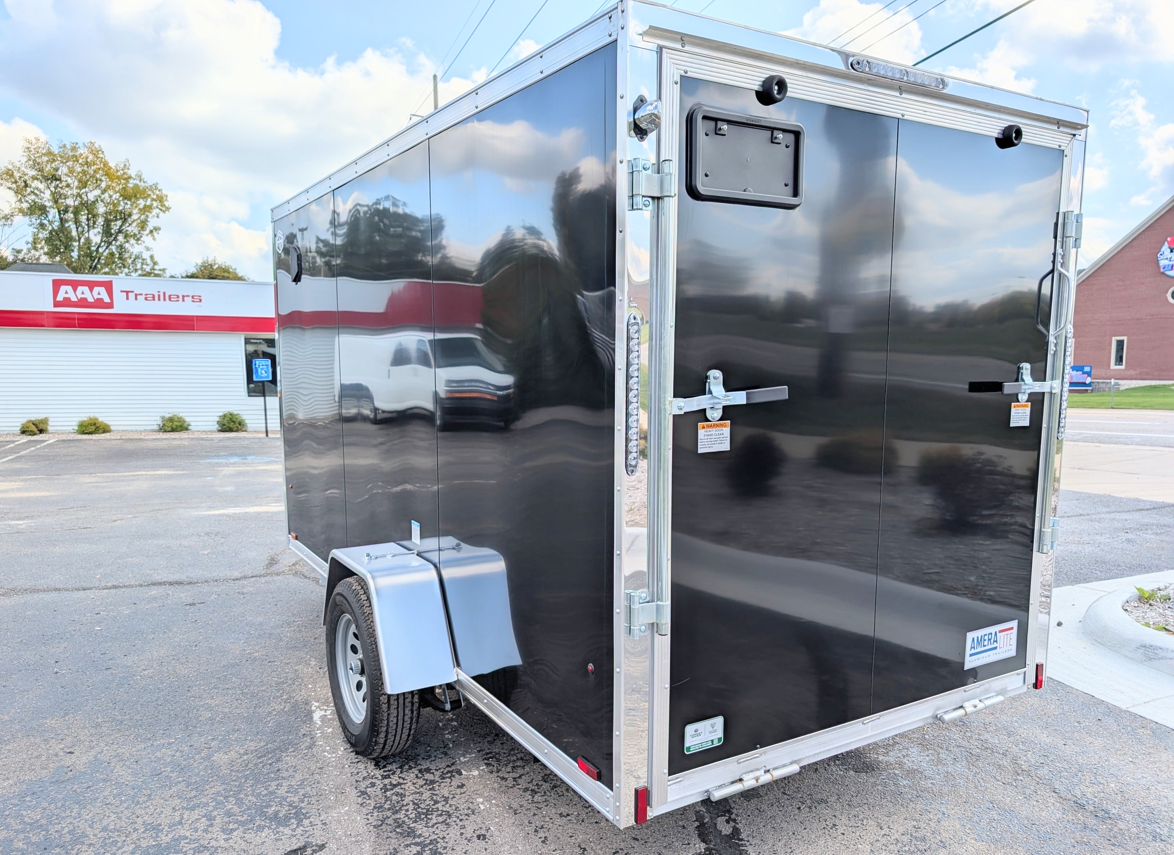 Amerilite ALL Aluminum 6x12 V Nose With Ramp Door Cargo / Enclosed Trailer BLACK -Stock# 200296