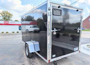 Amerilite ALL Aluminum 6x12 V Nose With Ramp Door Cargo / Enclosed Trailer BLACK -Stock# 200296