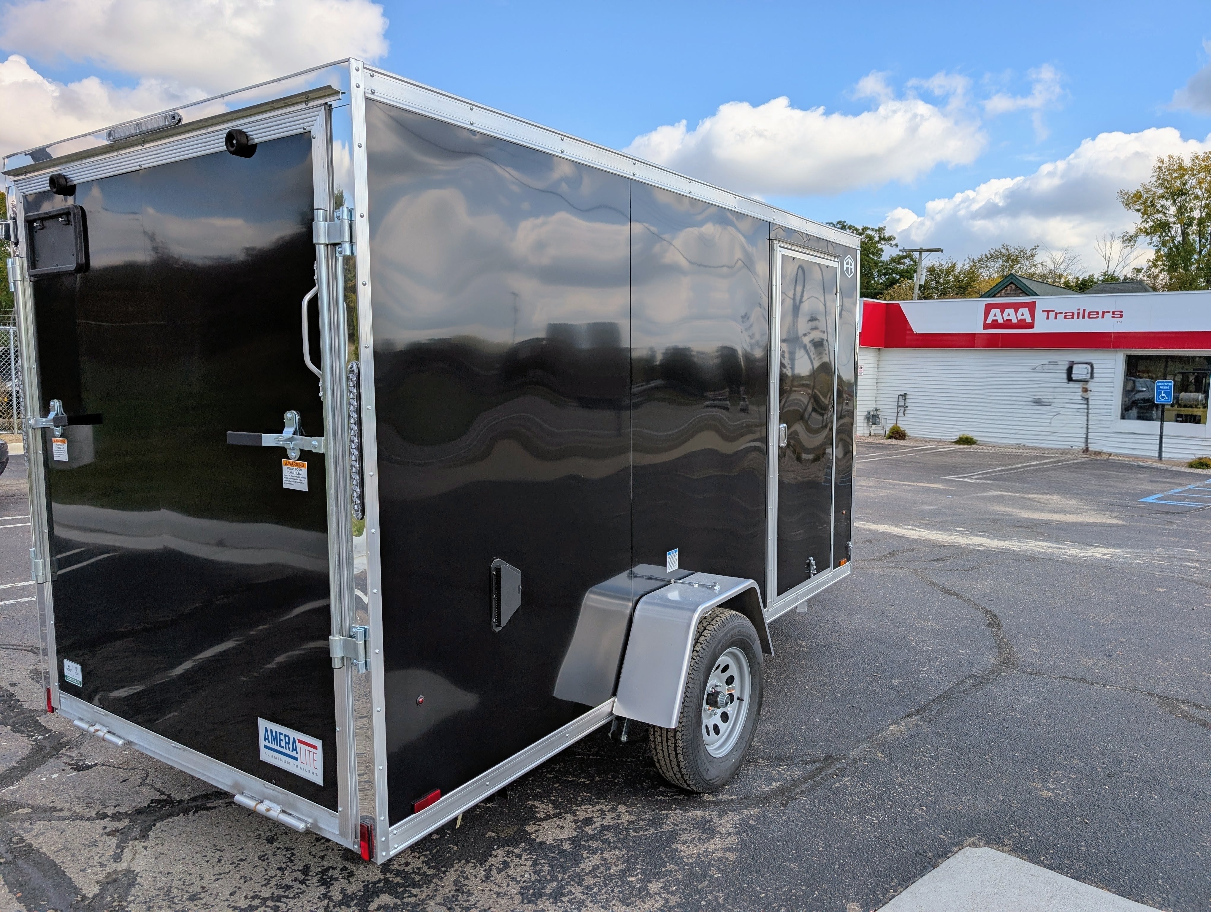 Amerilite ALL Aluminum 6x12 V Nose With Ramp Door Cargo / Enclosed Trailer BLACK -Stock# 200296