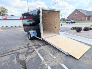 Amerilite ALL Aluminum 6x12 V Nose With Ramp Door Cargo / Enclosed Trailer BLACK -Stock# 200296