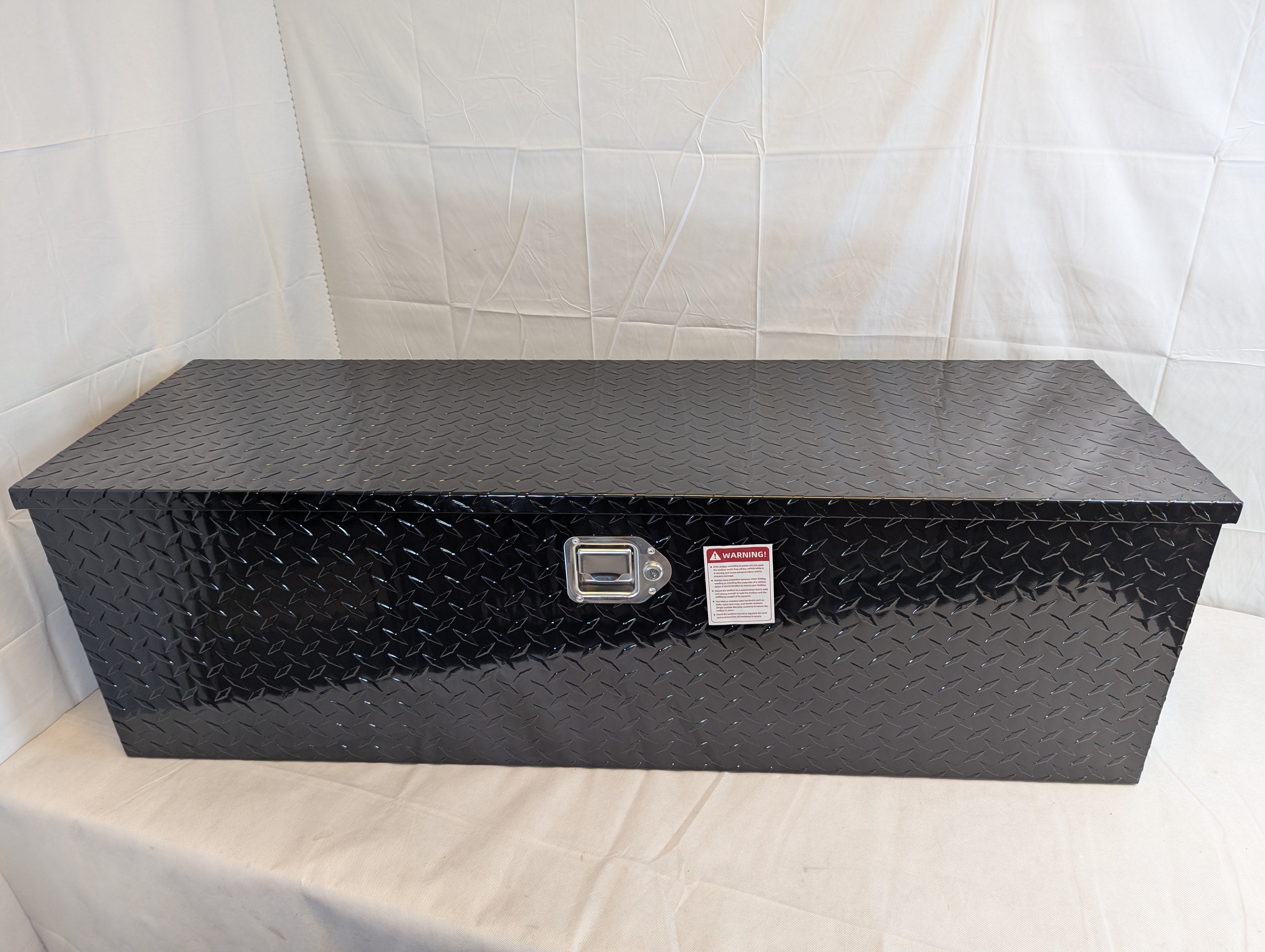 48 Inch Black Aluminum Diamond Plate, Heavy Duty Waterproof Tongue Storage Organizer box