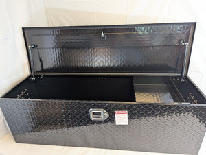 48 Inch Black Aluminum Diamond Plate, Heavy Duty Waterproof Tongue Storage Organizer box
