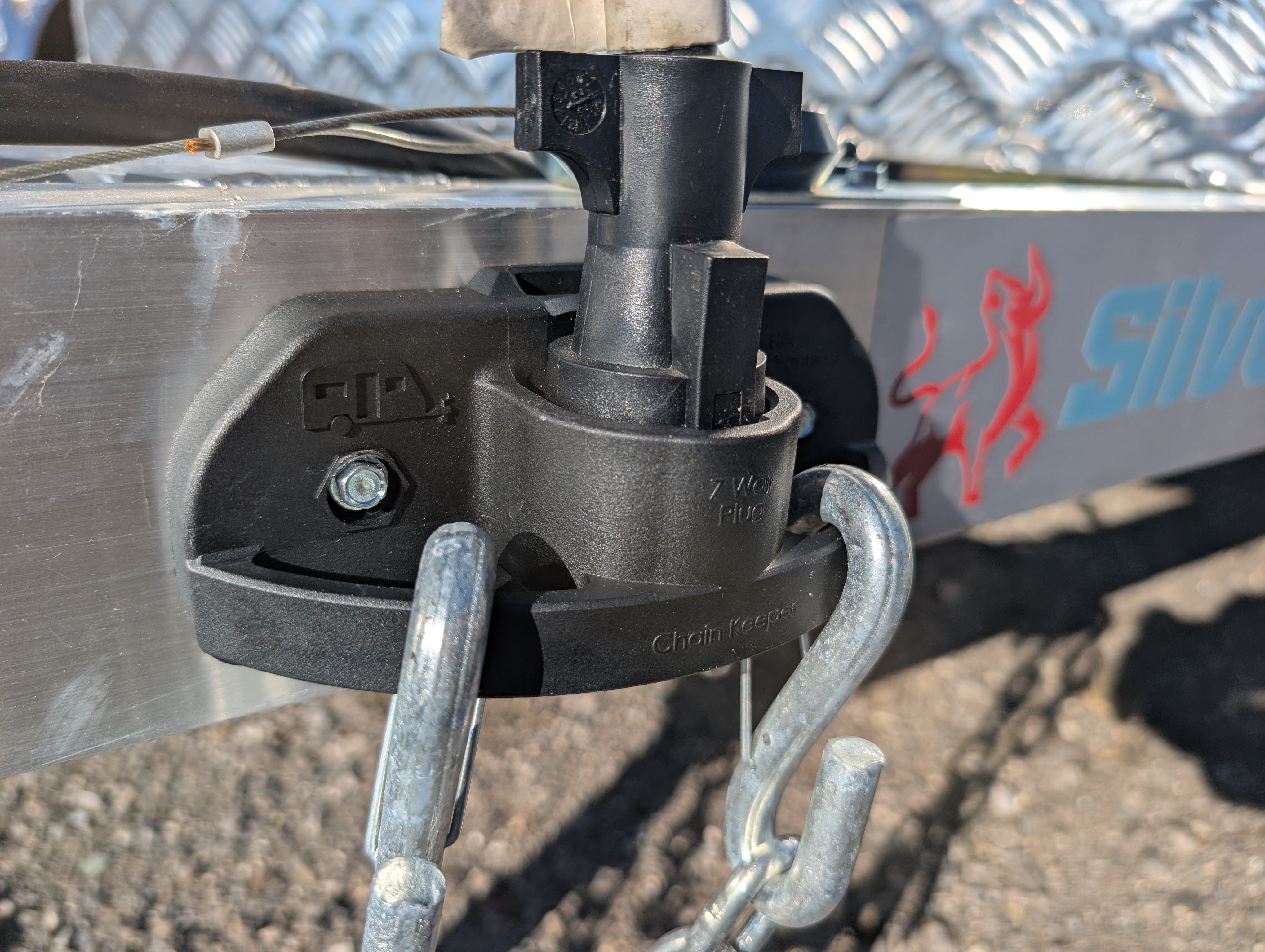 Trailer Towing Organizer for 4 Flat or 7 Way Plug, Heavy Duty Side Hooks Chain Cable Wire Harness Holder