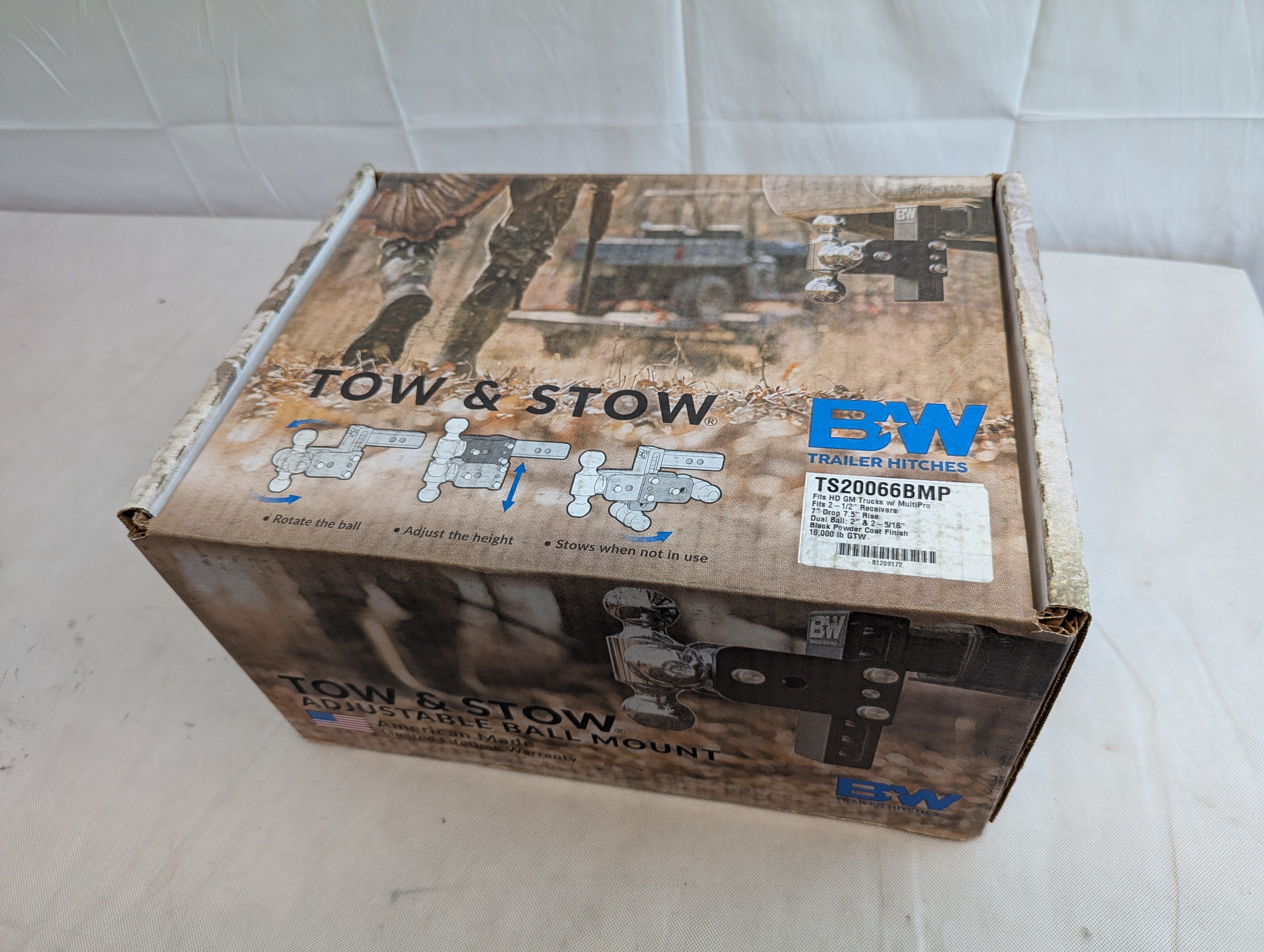 B&W Trailer Hitches Tow & Stow Adjustable Trailer Hitch Ball Mount - Fits 2.5