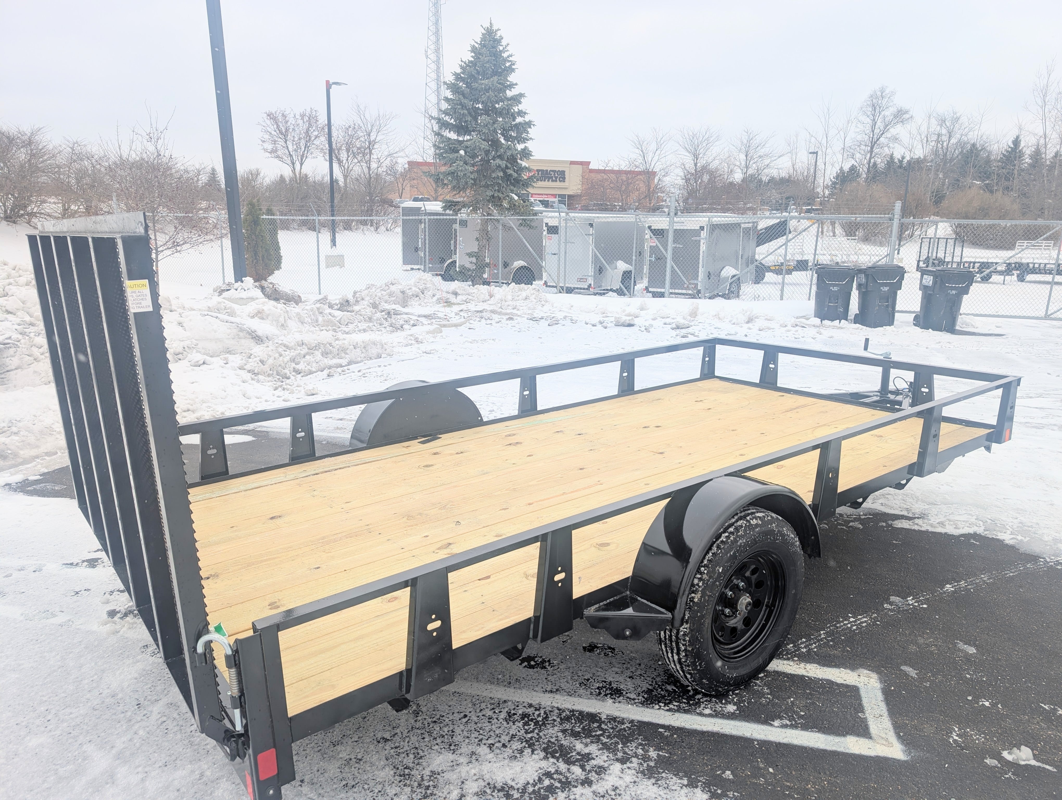 Rice 7x14 Single Axle Powder Coated Steel Utility Trailer w Ramp Gate
