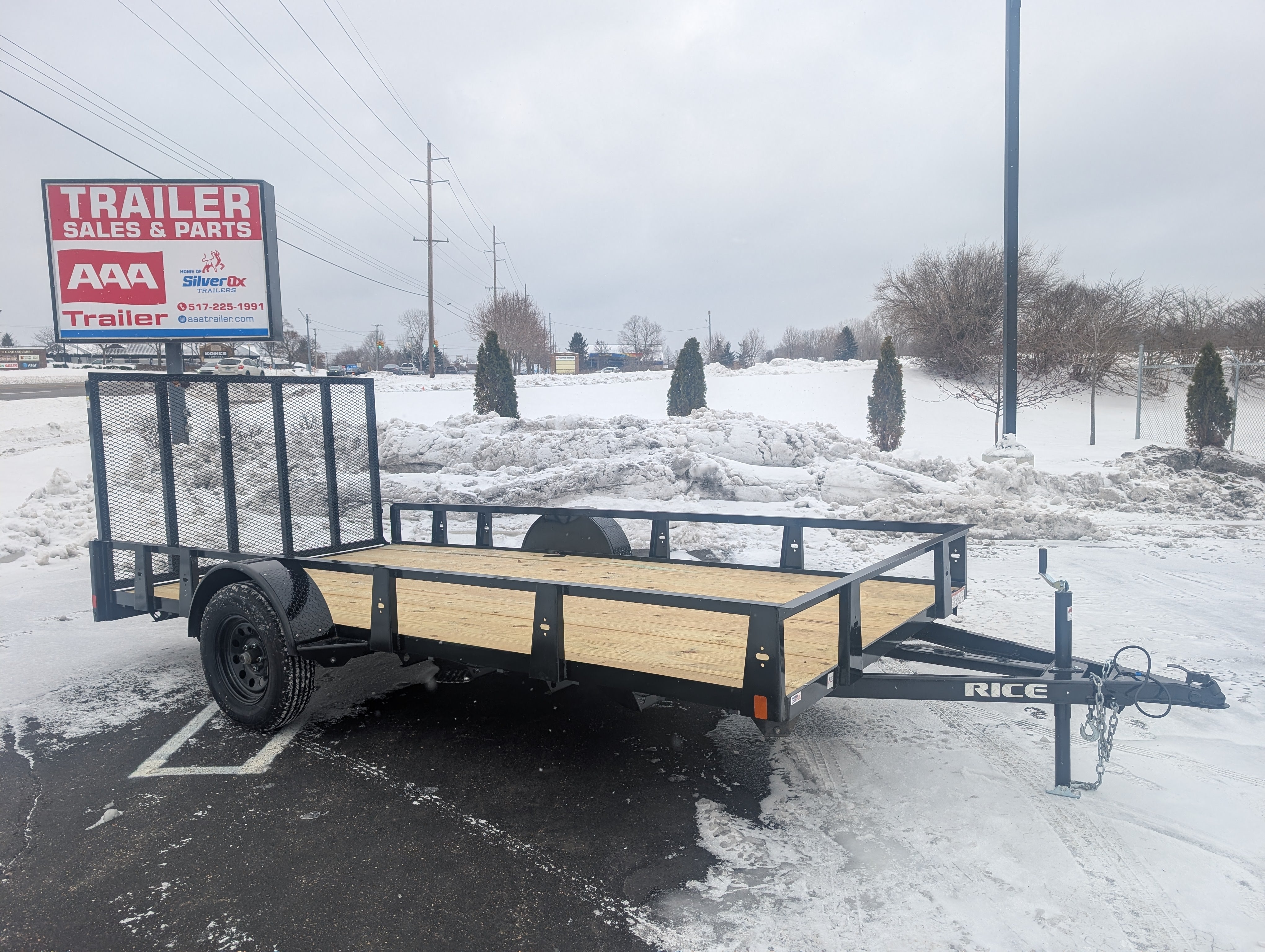 Rice 6x12 Powder Coated Steel Utility Trailer w Ramp Gate
