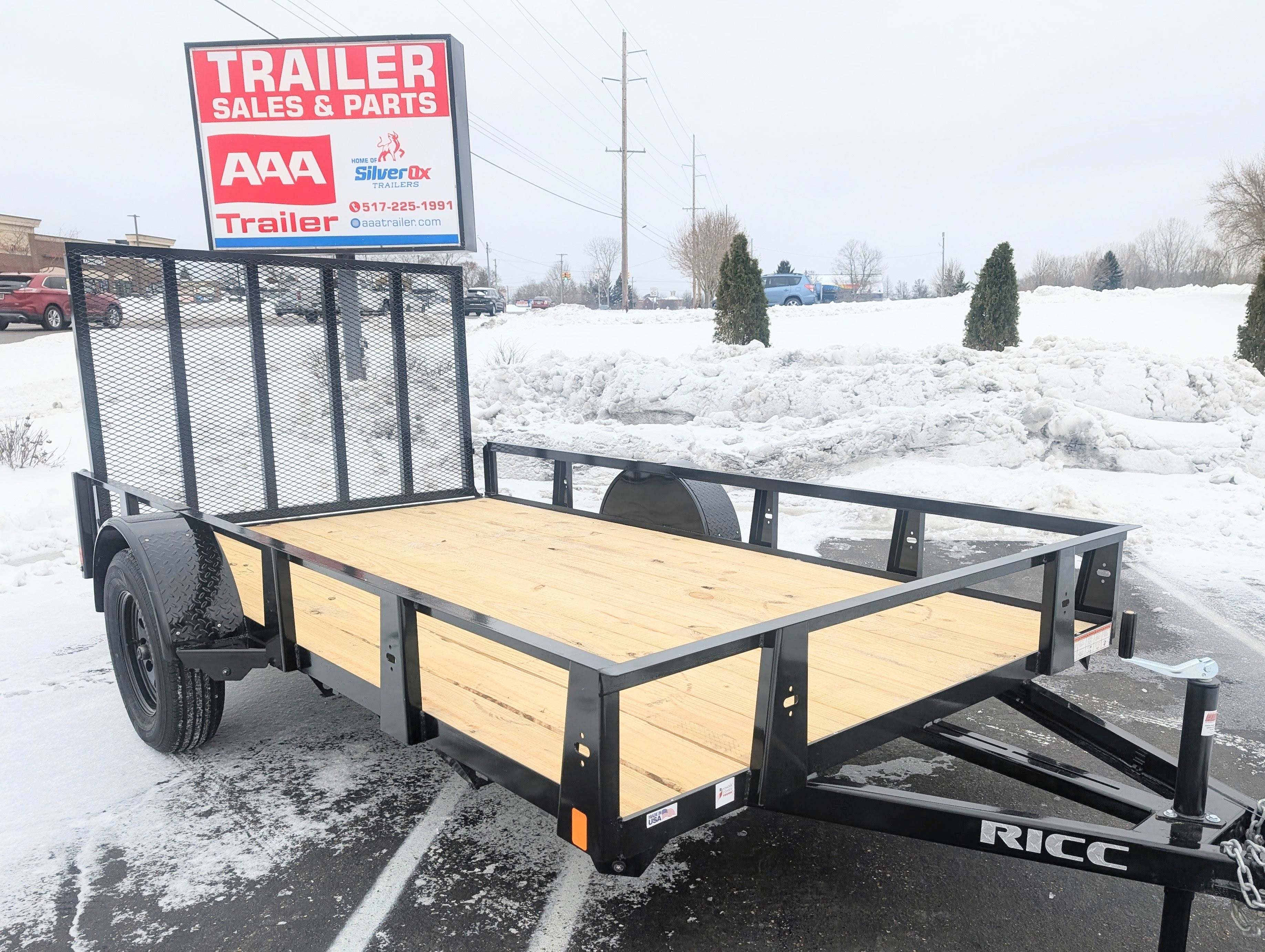 Rice 6x12 Powder Coated Steel Utility Trailer w Ramp Gate