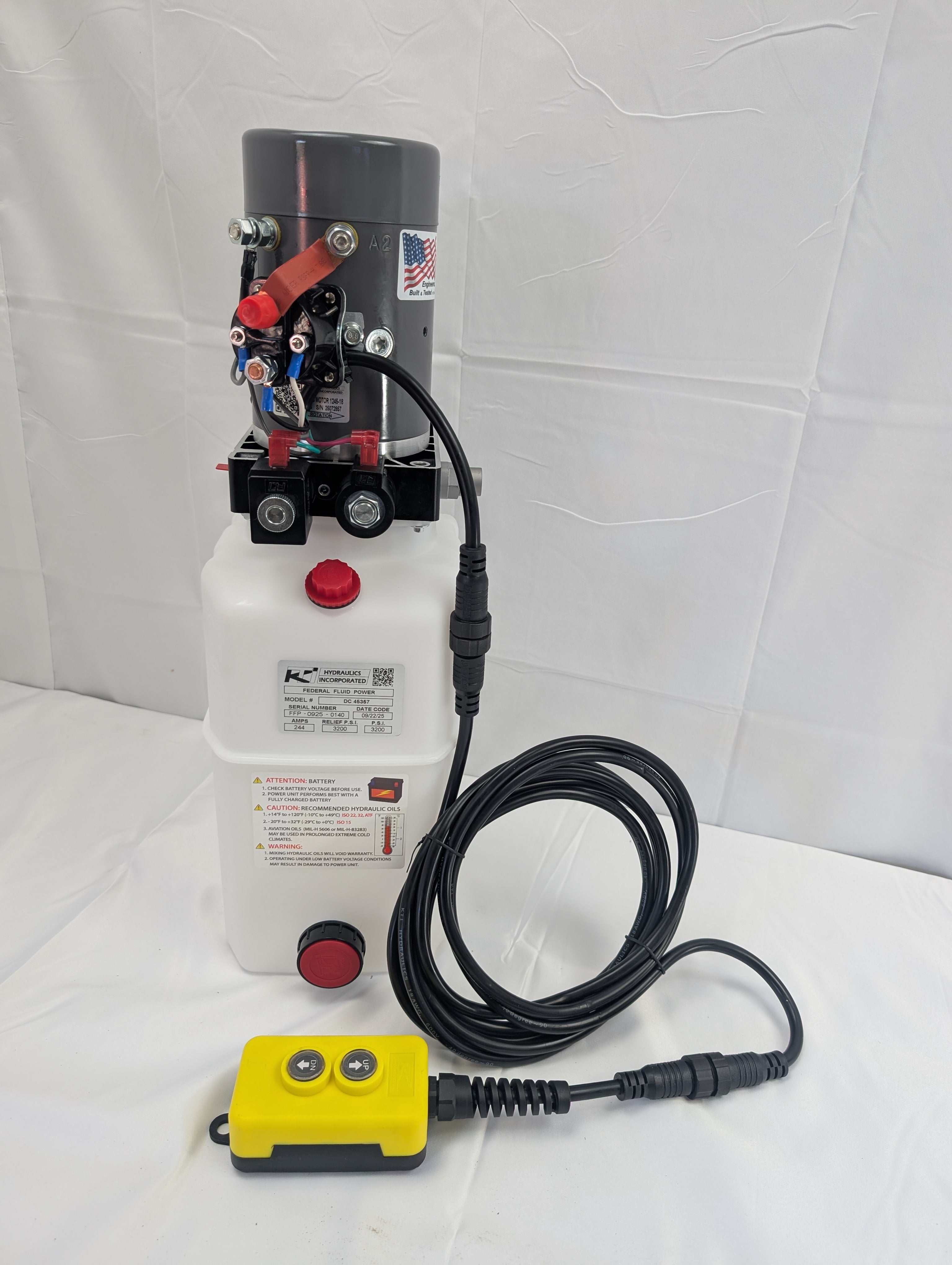 KTI Hydraulics DC36RA Complete Power Hydraulic Unit 6 Qt Tank Power Up & Down