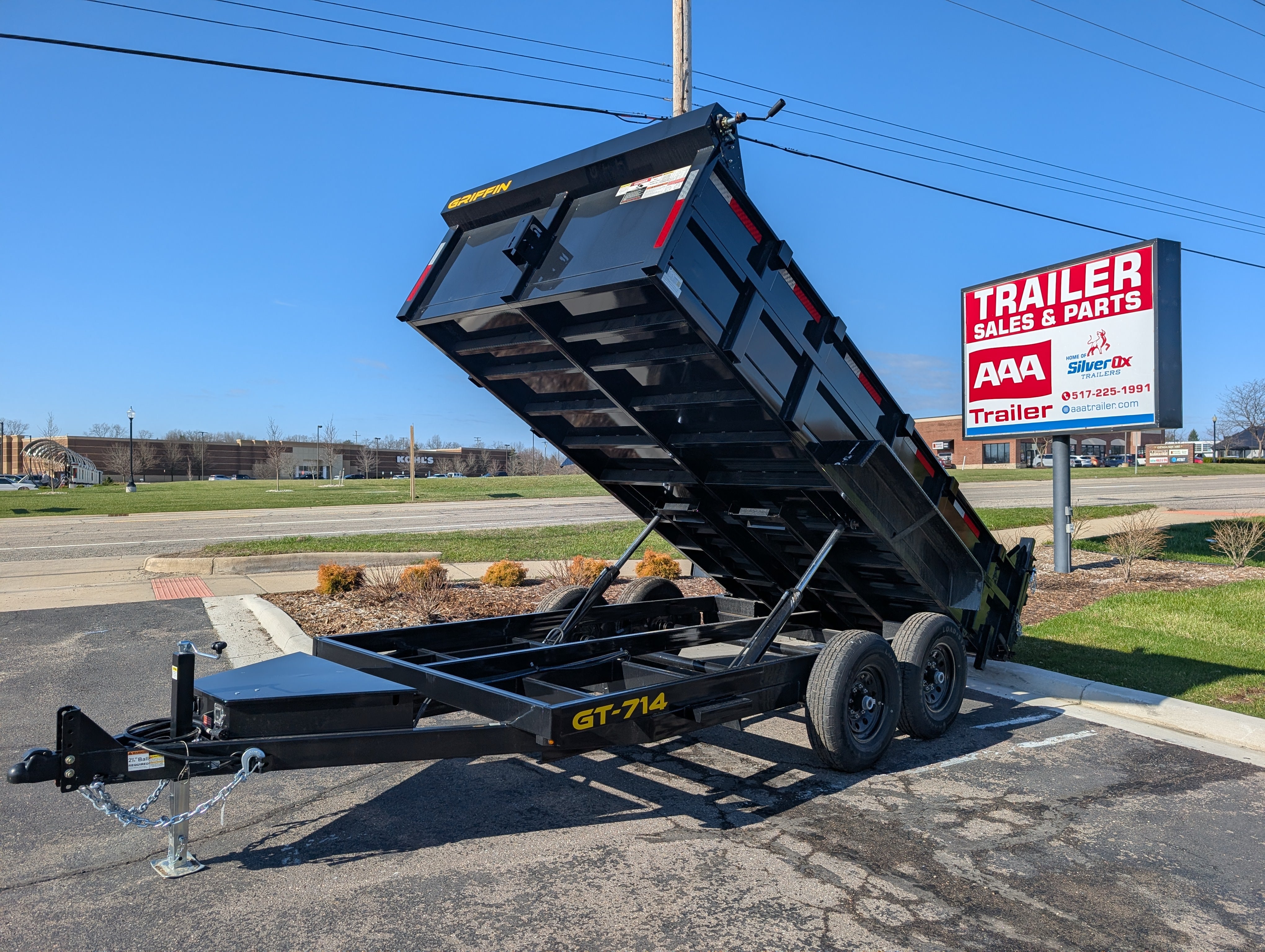 Griffin 7X14 Tandem Dump Trailer with Tarp Kit, Battery Charger, Drop Leg Jack