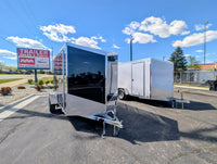 2026 AmeraLite Storm 6x10 Black — additional angle showing rear spoiler, Forest River branding and premium poly composite finish