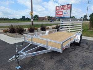Silver Ox 7x14 Aluminum Utility Trailer – Single Axle – Rear Ramp