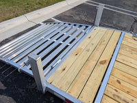 Silver Ox flat deck trailer ramp hinge and dovetail hardware detail