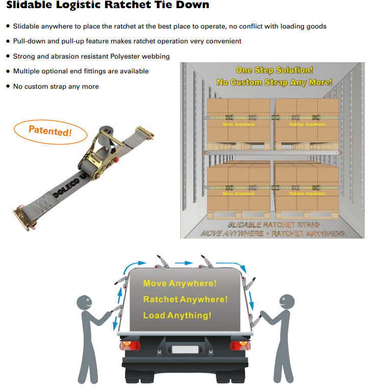 Doleco USA Slidable Logistic Ratchet E Track Tie Down 2