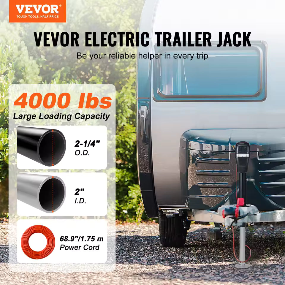 Power Tongue Jack 3500# LIFT Black, 18
