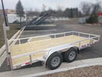 Silver Ox 7x16 Aluminum Tandem Axle Utility Trailer – Rear Ramp – Electric Brakes | AAA Trailer - 1,278 lbs, 7x16 - close-up 