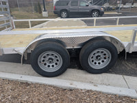Silver Ox 7x16 Aluminum Tandem Axle Utility Trailer – Rear Ramp – Electric Brakes | AAA Trailer - 1,278 lbs, 7x16 - close-up 