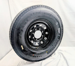 Advance 235/80R16 14 Ply Trailer Tire with 8 Lug Revolver Steel Wheel Load Range G - Black or Silver - 4,080 lbs, 8x6.5 - det