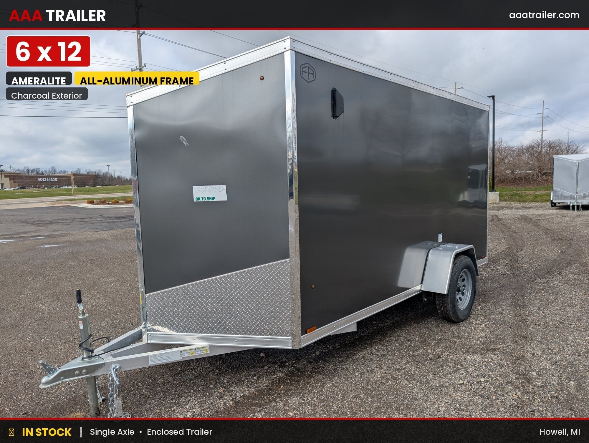 AmeraLite Storm 6x12 All-Aluminum V-Nose Enclosed Cargo Trailer | ALDR612SA