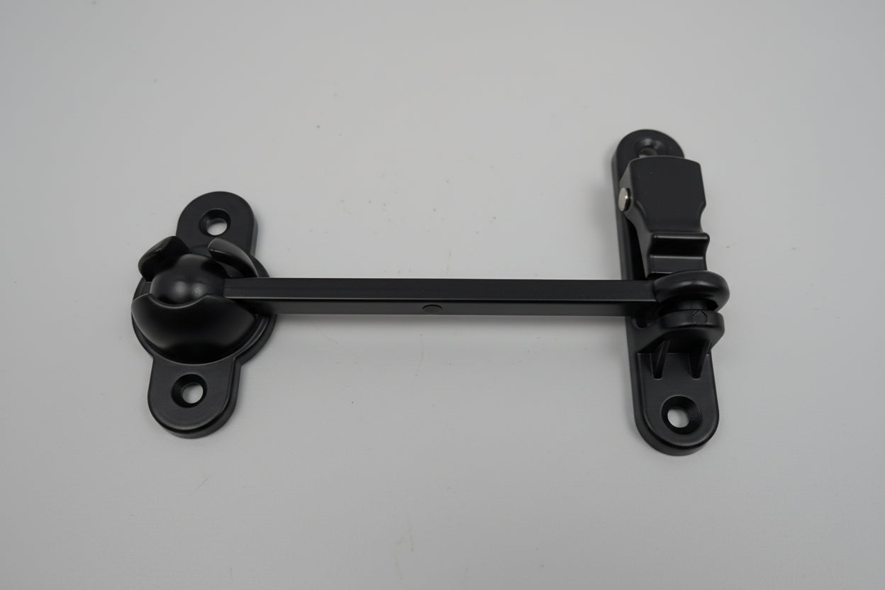 Aluminum 6" Hook & Keeper Ball & Socket Door Holder for RVs Rance Legend Lighting Ameralite Cargo Trailers -Black