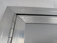 Aluminum Side Access Fuel Door for Cargo & Snowmobile Trailers – Locking Hatch (Blemished) - 11x11 - close-up view | AAA Trai