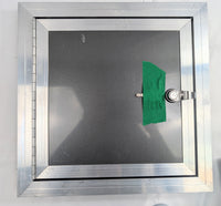 Aluminum Side Access Fuel Door for Cargo & Snowmobile Trailers – Locking Hatch (Blemished) - 11x11 - close-up view | AAA Trai