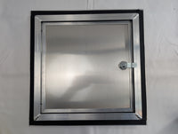 Aluminum Side Access Fuel Door for Cargo & Snowmobile Trailers – Locking Hatch (Blemished) - 11x11 - close-up view | AAA Trai