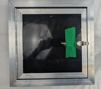 Aluminum Side Access Fuel Door for Cargo & Snowmobile Trailers – Locking Hatch (Blemished) - 11x11 - detail view | AAA Traile