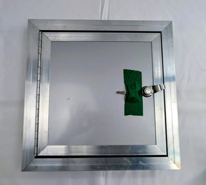 Aluminum Side Access Fuel Door for Cargo & Snowmobile Trailers – Locking Hatch (Blemished) - 11x11 - full product view | AAA 