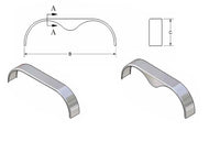 Aluminum Tandem Fender 9x72x20 Smooth Teardrop - 9x72x20 - detail view | AAA Trailer