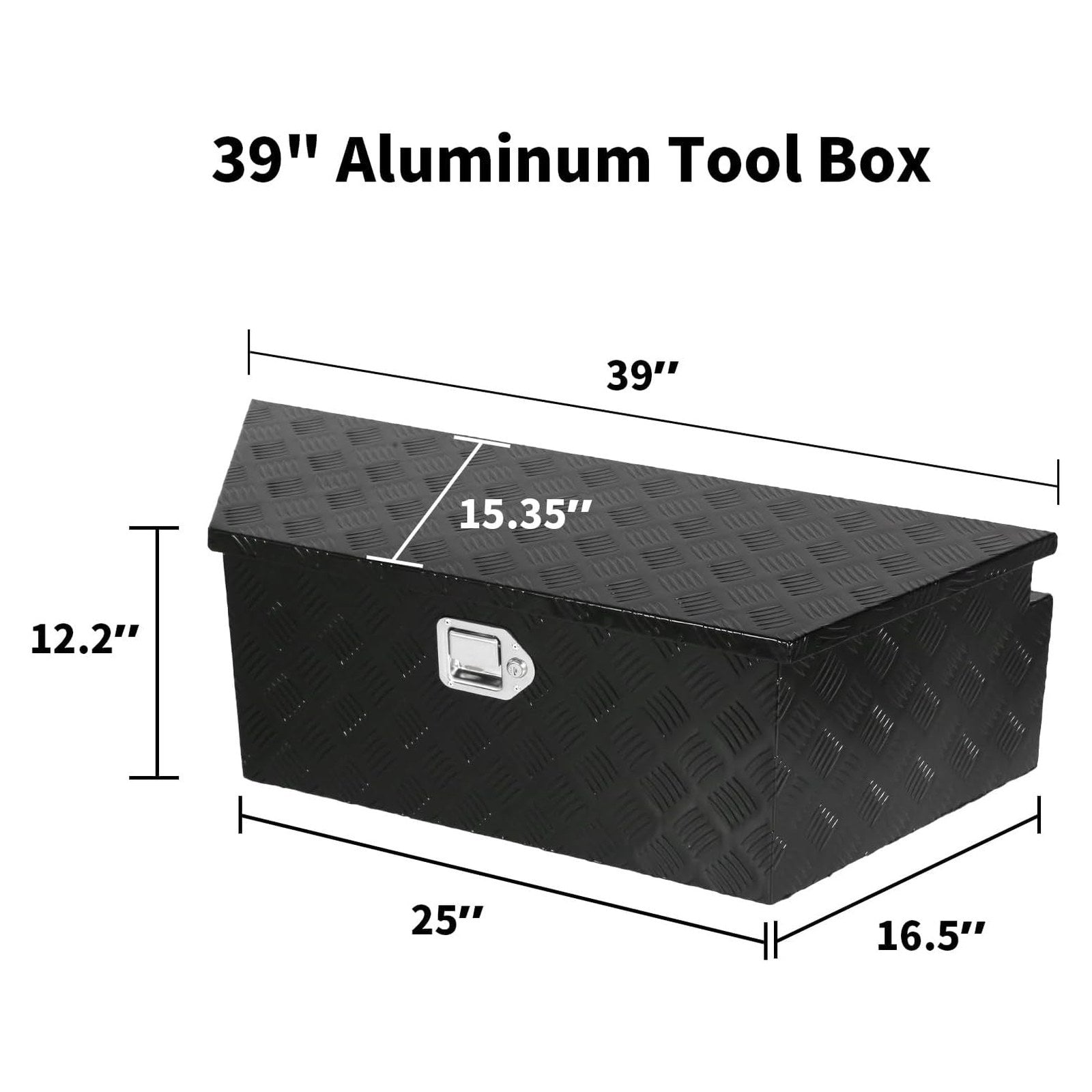 Aluminum Trailer Tongue Box, 39 x 15.7 x 12.2 inch Waterproof Trailer Tool Box with Lock and Keys
