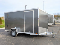 Amera-Lite 6x12 aluminum V-nose enclosed trailer gray with ramp door