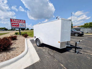 American Hauler 5x10 Enclosed Cargo Trailer w Ramp Door - White - Stock# 32539 - 2,990 lb, 5x10 - full product view | AAA Tra