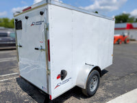American Hauler 5x10 Enclosed Cargo Trailer w Ramp Door - White - Stock# 32539 - 2,990 lb, 5x10 - alternate angle | AAA Trail