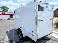 American Hauler 5x10 Enclosed Cargo Trailer w Ramp Door - White - Stock# 32539 - 2,990 lb, 5x10 - close-up view | AAA Trailer