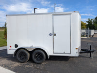 American Hauler 6x12 Tandem Axle Enclosed Cargo Trailer w Ramp Door - White - Stock #36633 - 2,700 lbs, 6x12 - close-up view 
