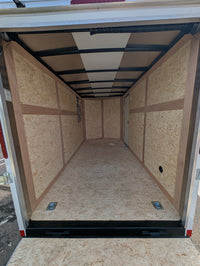 American Hauler 6x12 Tandem Axle Enclosed Cargo Trailer w Ramp Door - White - Stock #36633 - 2,700 lbs, 6x12 - close-up view 