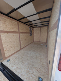 American Hauler 6x12 Tandem Axle Enclosed Cargo Trailer w Ramp Door - White - Stock #36633 - 2,700 lbs, 6x12 - close-up view 