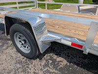 Silver Ox 7x14 Aluminum ATV Trailer – Side Ramps & Rear Ramp Gate - 3,500 lb, 7x14 - close-up view | AAA Trailer