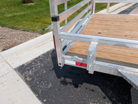 Silver Ox 7x14 Aluminum Tandem Axle Trailer – Side ATV Ramps | AAA Trailer - 5,792 lb, 7x14 - close-up view | AAA Trailer
