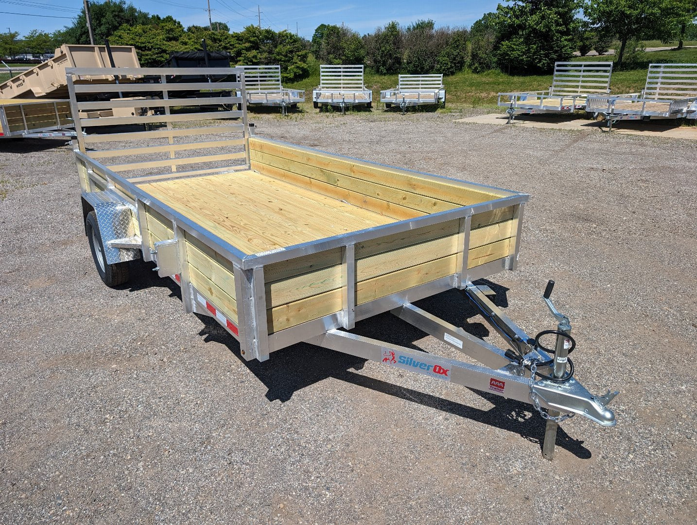 Silver Ox 7x14 Aluminum ATV Trailer with 18" Wood Sides – Rear Ramp