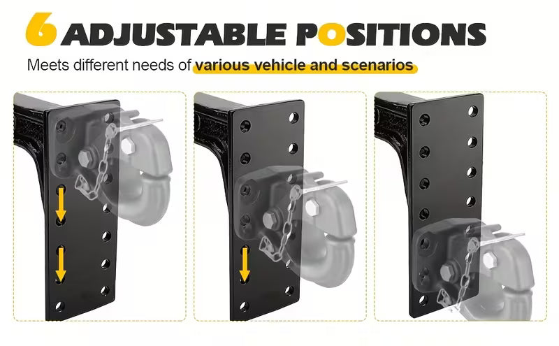 Heavy-Duty 6-Position Adjustable Pintle Hitch Mount for 2-1/2