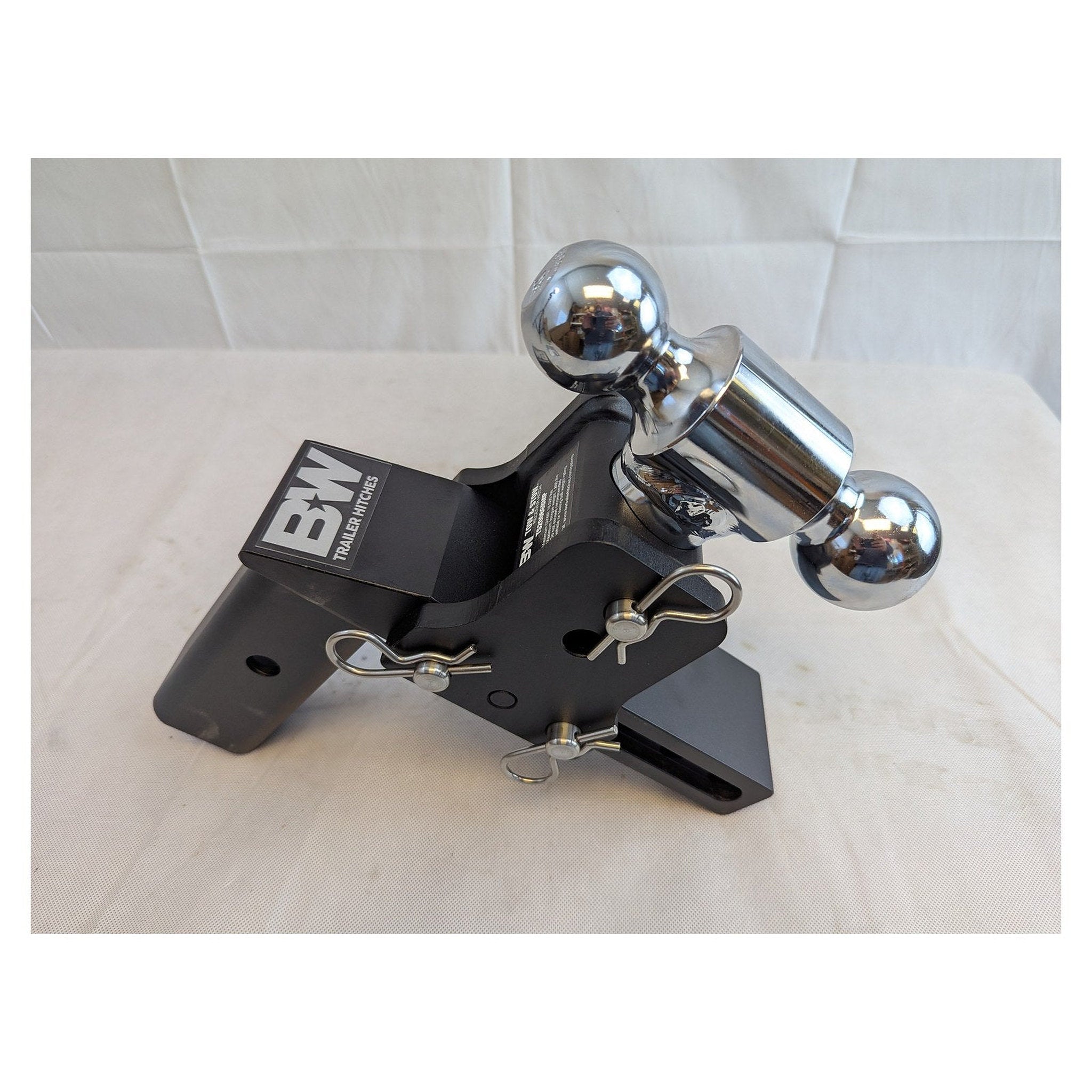 B&W Trailer Hitches Tow & Stow Adjustable Trailer Hitch Ball Mount - Fits 2.5" Receiver, Dual Ball (2" x 2-5/16"), Compatible with GM MultiPro Tailgates,  7" Drop, 18,000 GTW - TS20066BMP
