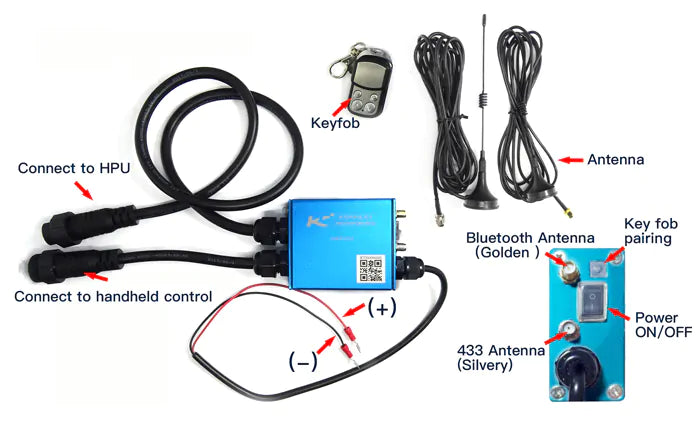 KTI KWR-005 Bluetooth Wireless Hydraulic Controller 4 Pin for 2 Button Remote