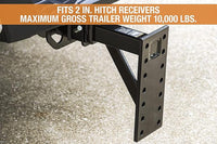 Buyers Products PM812 pintle mount detail showing 7 pairs of 1/2 inch bolt holes on 3.38 inch horizontal centers