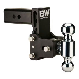 B&W Tow & Stow Adjustable Ball Mount – 2.5" Receiver – Dual Ball (2" & 2-5/16") – 5" Drop / 4.5" Rise – Black