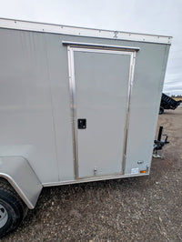 Cargo Mate 5x10 E Series Enclosed Cargo Trailer w Ramp Door & Side Door Stock 124133 - 2400 lbs, 5x10 - close-up view | AAA T
