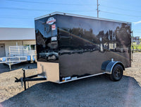 Cargo Mate 6x12 SA Enclosed Trailer w Ramp Door - Black - Stock# 105372 - 2,700 lbs, 6x12 - close-up view | AAA Trailer
