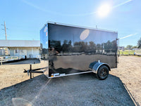 Cargo Mate 6x12 SA Enclosed Trailer w Ramp Door - Black - Stock# 105372 - 2,700 lbs, 6x12 - close-up view | AAA Trailer
